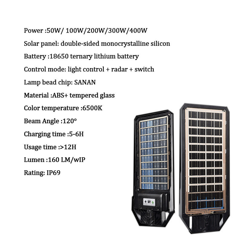 ABS素材 ソーラーモーションセンサー 防水 警備ヤード IP68 オールインワン LEDストリートライト