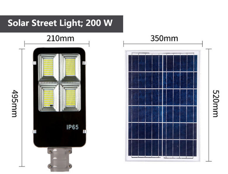 300W 400W IP65 防水 アルミ 太陽光 LED 路灯 リモコンとポール